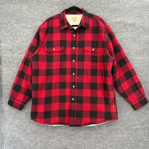 RedHead Buffalo Plaid Sherpa Lined Shacket Shirt Jacket Mens XL Red Black Work